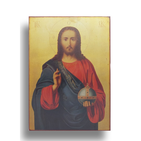 Ikona Žehnající Kristus Alfa a Omega