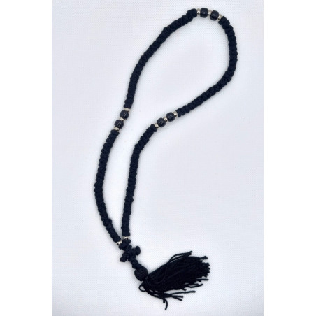 Pravoslavné černé modlitební čotky se 100 uzly a černými korálky