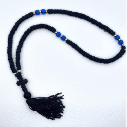 Pravoslavné čotky s 100 uzly a modrými korálky