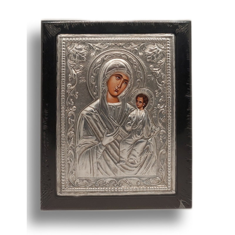 Kovová ikona Panny Marie Naslouchající Služebnice