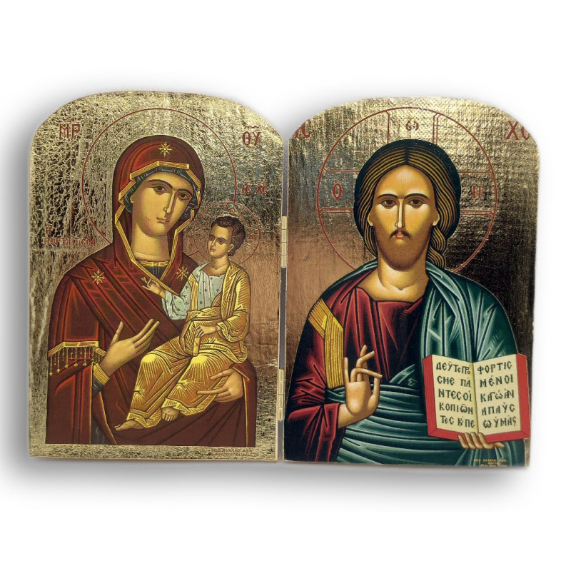 Diptych Přímluvná Panna Maria a Učitel Slova: Umělecký Skvost z Řecka