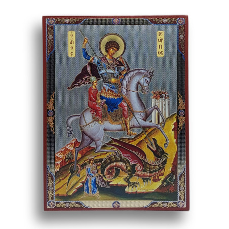 Ikona svatého Jiří bojujícího s drakem (ruský styl)