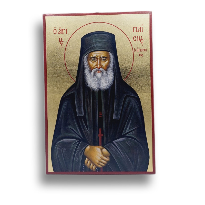 Ikona Svatého Paisia na pozlaceném plátně