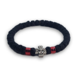 Vlněný pravoslavný modlitební náramek s křížem - 33 uzlů