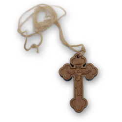 Řecký Gravirovaný Dřevěný Kříž na Krk