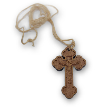 Řecký Gravirovaný Dřevěný Kříž na Krk
