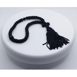 Řecké pravoslavné černé modlitební čotky s černým korálkem, 20 cm