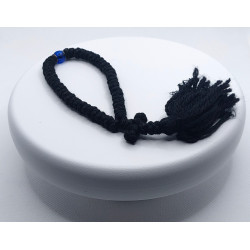 Řecké pravoslavné černé modlitební čotky s modrým korálkem, 20 cm