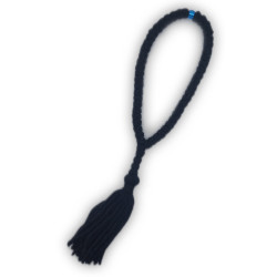 Čotky s 50 uzly a průsvitným modrým korálkem bez kříže, 26 cm