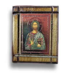 Samonalepovací Dřevěná Ikonka Krista Pantokratora