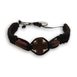 Řecký Pletený Modlitební Náramek s Třešňovým Křížem