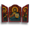 Dřevěný Triptych "Kristus Vševládce" s Ikonou Zvěstování, sv. Jana Křtitele a Panny Marie