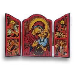 Triptych "Ikona Panny Marie" se sv. Jiřím a sv. Demetriem