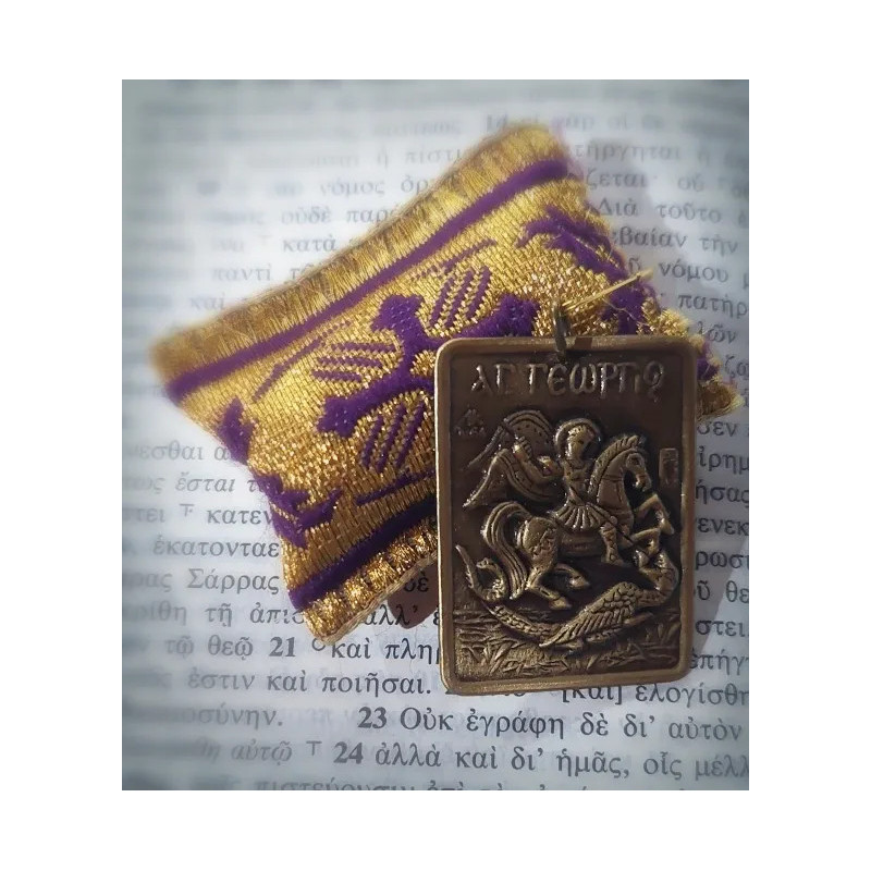 Ochranný Přívěsek s Kovovou Ikonkou Sv. Jiří Bojujícího s Drakem