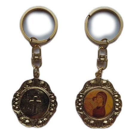 Klíčenka s Pannou Marií a Kristem v Pozlaceném Rámečku