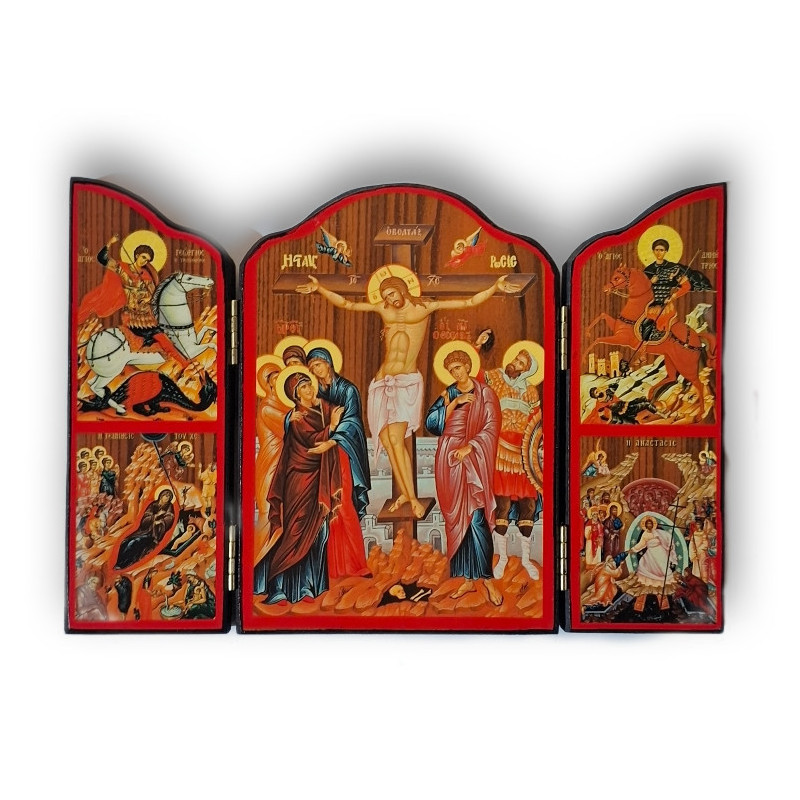 Triptych "Ukřižování Krista" se svatým Jiřím a Demetriem