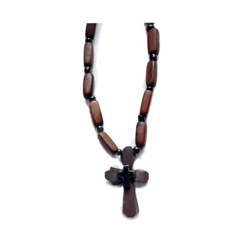 Východní Dřevěný Kříž s Korálky na Krk D