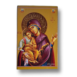 Dřevěná krabička s ikonou Panny Marie Athoské