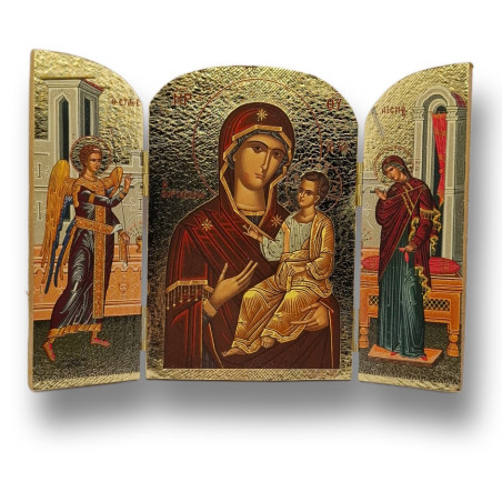 Triptych Zvěstování s ikonou Bohorodičky a Archandělem Gabrielem