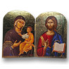 Dřevěný diptych s ikonou Bohorodičky a Krista Pantokratora