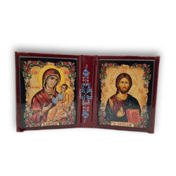 Ikonový diptych s Kristem a Pannou Marií Milostiplnou (11 x 6,5 cm)