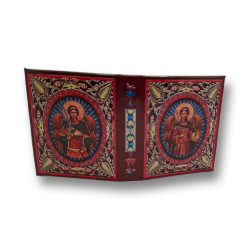 Ikonový diptych s Pannou Marií a modlitbou Otčenáš (11 x 6,5 cm)