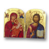 Pozlacený řecký diptych - Matka Boží a Kristus Pantokrator, 10 x 7 cm