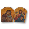 Tradiční řecký diptych - Bohorodička s dítětem a Kristus obklopený anděly, 7,5 x 5 cm