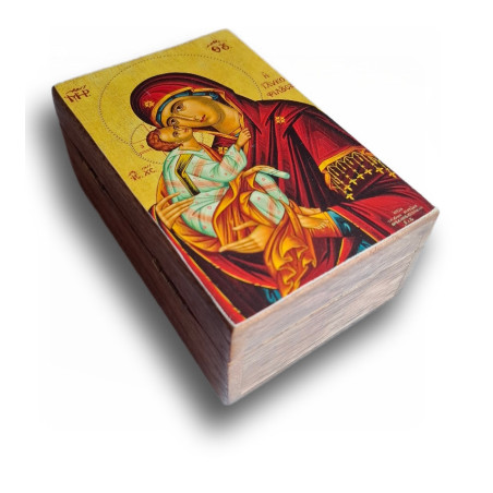 Dřevěná Krabička s Ikonou Panny Marie Glykofilusa