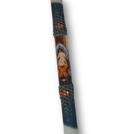 Ručně zdobená paschální svíce s ikonou Kristova sestupu