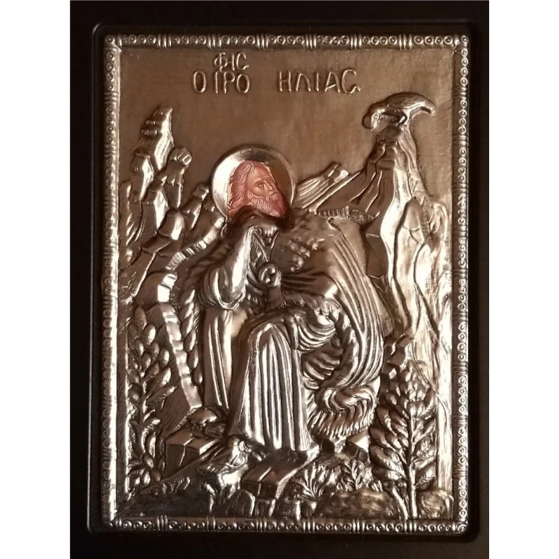 Kovová ikona proroka Eliáše