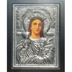 Kovová ikona Svaté Barbory