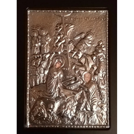 Kovová ikona Narození Krista