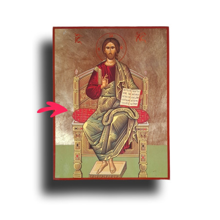 Ikona Krista Pantokratora na trůnu – s drobným poškozením