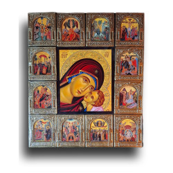 Ikona Panny Marie s Dítětem a 12 výjevy ze života Krista a Bohorodičky