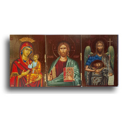 Byzantský triptych – Kristus Pantokrator, Bohorodice a sv. Jan Křtitel