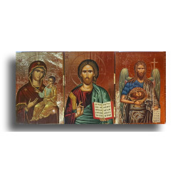 Byzantský triptych – Kristus Pantokrator, Bohorodice a sv. Jan Křtitel II.