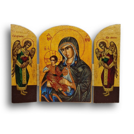Triptych „Zvěstování naděje“ – Theotokos s Dítětem mezi archanděly Michaelem a Gabrielem