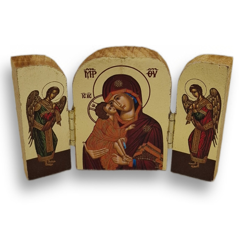 Triptych „Polibek milosrdenství“ – Theotokos Eleousa mezi archanděly