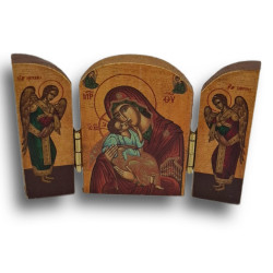 Byzantský triptych Eleousa – Objímající Milosrdenství chráněné archanděly