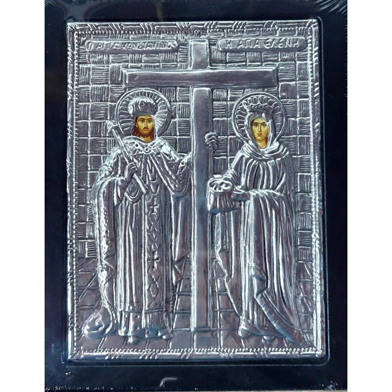 Kovová ikona Svaté Heleny a Konstantina