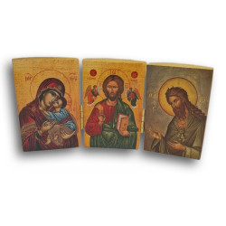 Triptych: Panna Maria Eleusa, Kristus Velekněz s anděly a svatý Jan Křtitel