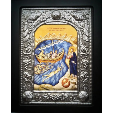 Kovová ikona Volajícího Krista a sv. Petra