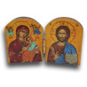 Dřevěný řecký diptych – Kristus Pantokrator a Panna Maria Ustavičné Pomoci (v červeném rouchu)