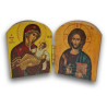 Dřevěný řecký diptych – Kristus Pantokrator a Panna Maria „Velké Milosti“ (Panagia Megalócharis)
