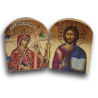 Dřevěný řecký diptych – Kristus Pantokrator a Panna Maria „Neuvadlá Květina“