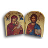 Dřevěný řecký diptych – Kristus Pantokrator a Panna Maria Ustavičné Pomoci