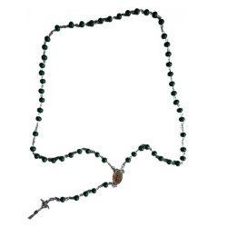 Zelený kovový růženec s Pannou Marií Guadalupskou – 48 cm