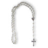 Bílý růženec s korálky ve tvaru růží – 55 cm