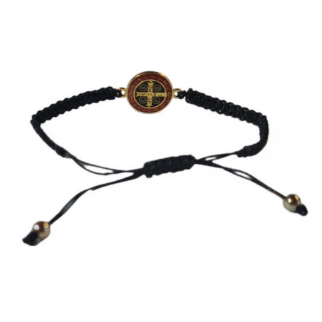 Nastavitelný nylonový náramek se svatým Benediktem – černý